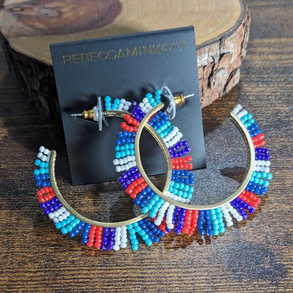 Rebecca Minkoff Jewelry - NWT Rebecca Minkoff Beaded Hoop Earrings Multicolor Women's Size OS